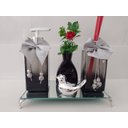 Ver imagem 6 de Kit Lavabo Luxo Difusor com varetas Saboneteira Bandeja Vaso E Enfeite