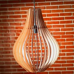 Luminária Teto tipo Pendente em MDF - Completa - Cor:Preta - 4