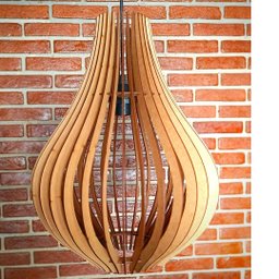 Luminária Teto tipo Pendente em MDF - Completa - Cor:Preta - 7