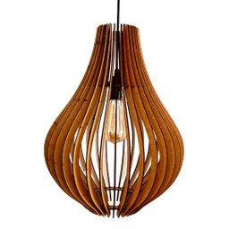 Luminária Teto tipo Pendente em MDF - Completa - Cor:Preta - 1