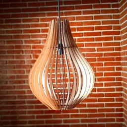 Luminária Teto tipo Pendente em MDF - Completa - Cor:Preta - 5
