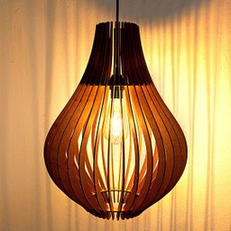 Luminária Teto tipo Pendente em MDF - Completa - Cor:Preta - 8
