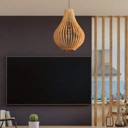 Luminária Teto tipo Pendente em MDF - Completa - Cor:Preta - 11