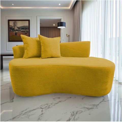 Namoradeira Sofá Feijão Hana Orgânica Couro Amarelo