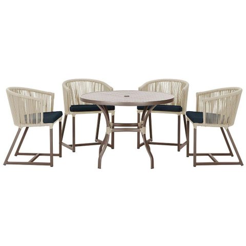 Mesa com 4 Cadeiras e Noronha Estofado 12 Trama Original Rami