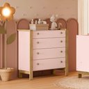 Ver imagem 4 de Guarda Roupa Infantil Flora 5055 com Cômoda 4 Gavetas Rosa Acetinado Qmovi