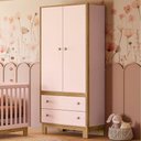 Ver imagem 3 de Guarda Roupa Infantil Flora 5055 com Cômoda 4 Gavetas Rosa Acetinado Qmovi