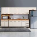 Ver imagem 2 de Cozinha Completa 14 Portas 3 Gavetas Atenas Kaiki Moveis Nature/Off White