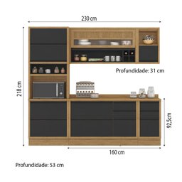 Armário de Cozinha Completa com Balcão Itatiaia Lisboa 7 Portas 7 Gavetas Freijó/grafite - 3