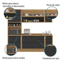 Armário de Cozinha Completa com Balcão Itatiaia Lisboa 7 Portas 7 Gavetas Freijó/grafite - 4