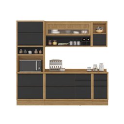 Armário de Cozinha Completa com Balcão Itatiaia Lisboa 7 Portas 7 Gavetas Freijó/grafite - 2