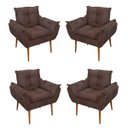 Ver imagem 1 de Kit 04 Cadeiras Poltronas de Luxo Opala Sala, Quarto Cor:marrom