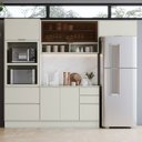Ver imagem 1 de Cozinha Completa Fineze 6 Portas 4 Gavetas com Vidro 100% MDF Areia Hp - Henn