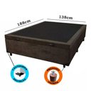 Ver imagem 2 de Cama Box Baú Casal Blindado Suede Marrom Com Pistão A Gás