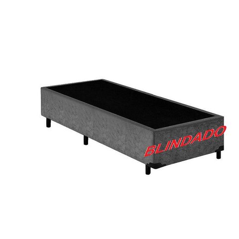 Base Box Solteiro Blindado Suede Cinza