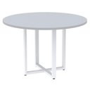 Ver imagem 1 de Mesa de Reunião Redonda P25 Pandin 110 Cm (largura) Tampo Mdp Cinza Pé Aço Tubular Branco