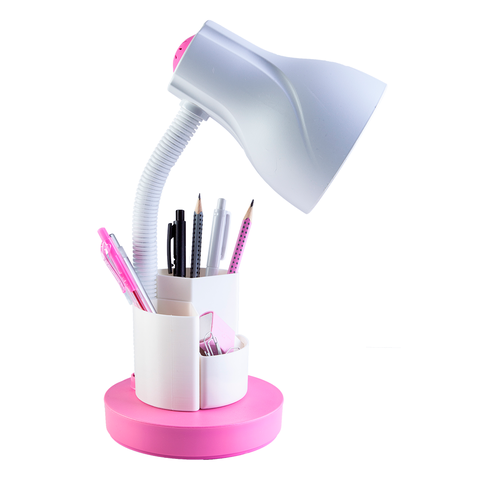 Luminária de Mesa Direcionável Escritório Home Office Estudo Porta Lápis Caneta Bivolt E27:Pink