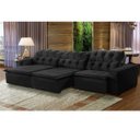 Ver imagem 1 de Sofá Retrátil Reclinável 8 Lugares 380cm com Pillow Veludo Preto Alasca Megasul