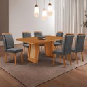 Ver imagem 1 de Conjunto de Jantar Carolina 6 Lugares Tampo MDF Base Telinha Grafite e Naturalle 180cm Moderna