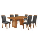 Ver imagem 3 de Conjunto de Jantar Carolina 6 Lugares Tampo MDF Base Telinha Grafite e Naturalle 180cm Moderna