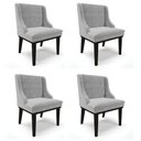Ver imagem 2 de Kit 4 Cadeiras Estofadas Para Sala De Jantar Base Fixa De Madeira Preto Lia Suede Cinza - Ibiza