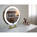 Ver imagem 2 de Espelho Redondo Duplo Iluminado Suporte Bancada 60cm Premium