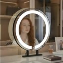 Ver imagem 6 de Espelho Redondo Duplo Iluminado Suporte Bancada 60cm Premium