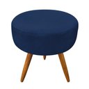 Ver imagem 2 de Kit Poltrona/Puff Redonda Veludo Azul Marinho
