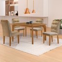Ver imagem 1 de Mesa de Jantar Liz 120cm Mdf Canto Copo e com 4 Cadeiras Carol