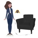 Ver imagem 5 de Poltrona Decorativa Classic Capitonê Suede Diversas Cores - DS Estofados - Preto
