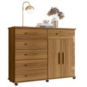 Ver imagem 1 de Cômoda Sapateira 6 Gavetas Sapateira Platina Lukaliam Freijo