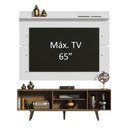 Ver imagem 4 de Rack Madesa Dubai e Painel para TV até 65 Polegadas com Pés Rustic/Branco 6E9B Cor:Rustic/Branco
