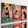 Kit3 Quadro Decorativo Gato Banheiro Moderno Pintura Vintage Qualidade Premium 28x20cm - 1