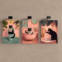 Ver imagem 2 de Kit3 Quadro Decorativo Gato Banheiro Moderno Pintura Vintage Qualidade Premium 28x20cm