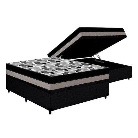 Cama Box Baú Casal: Colchão Anatômico D33 - Ep Iso 100 Double + Base Crc Couranoblack(138x188x20)