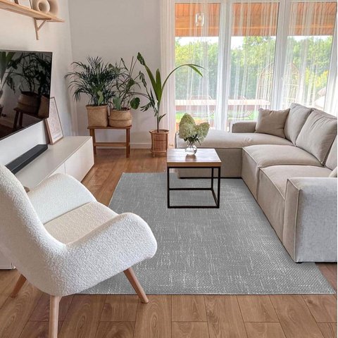 Tapete Sisal Sintético Cinza 140x200cm Antiderrapante