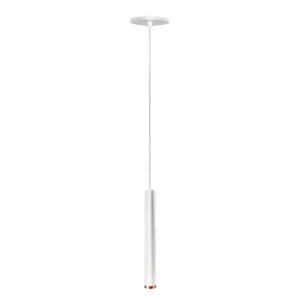 Pendente Tubo Palito 30cm - Branco com Anel Cobre