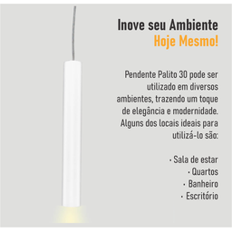 Pendente Tubo Palito 30cm - Branco com Anel Cobre - 6