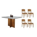 Ver imagem 1 de Conjunto: Mesa Sala Jantar Berlim Curvo 90cm + 4 Cadeiras Havana Naturale/off White - Linho