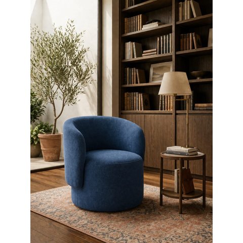 Poltrona Orgânica Alia Sala Recepção Closet Tecido Veludo :Azul