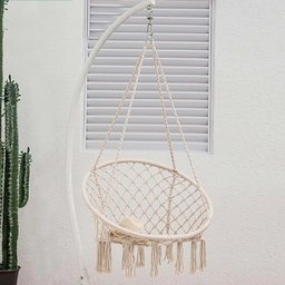Rede Cadeira de Balanço de Algodão Suspensa Teto Quintal Varanda Descanso Casa Jardim Decoração Tran - 11
