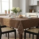 Ver imagem 5 de Toalha de Mesa Jacquard 04 Lug Cozinha Quadrada:Marrom