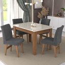 Ver imagem 1 de Conjunto Mesa De Jantar 120 Cm Com 4 Cadeiras Tokio Multimóveis Ex1004 Madeirado/Off White/Grafite