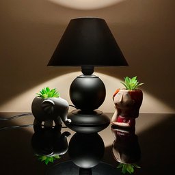 Abajur Moderno Decoração Quarto Sala Luminária Maetê Preta Cúpula Preta - 5