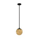 Ver imagem 1 de Pendente Moderno Preto P/ Bancada Cozinha Cabeceira de Cama Arevo Iluminação Jabuticaba Vidro Âmbar