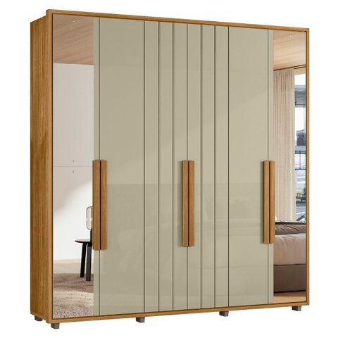 Guarda Roupa Casal 230cm com Espelho Barok Opala/cumaru Z10 - Mpozenato