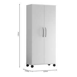 Armário Multiuso 2 Portas para Lavanderia com Rodízios Arezzo J&a Moveis Branco - 4