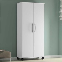 Armário Multiuso 2 Portas para Lavanderia com Rodízios Arezzo J&a Moveis Branco - 1