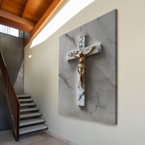 Quadro Crucifixo Jesus: Borda Infinita/ 100x150