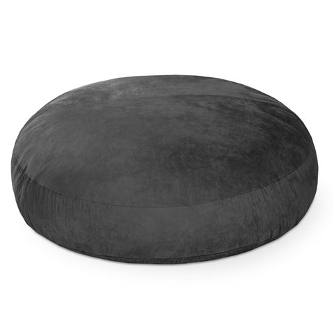 Puff Gigante Redondo 140x20 em Suede Preto com Enchimento